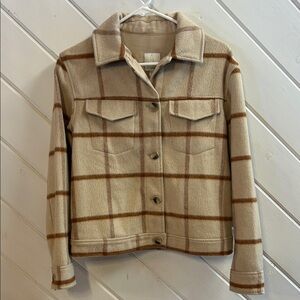 JOIE Beige and Brown Plaid Utility Jacket
